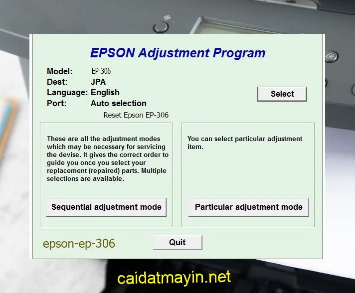 Phần Mềm Reset Epson EP-306