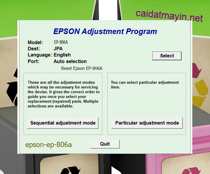 Phần Mềm Reset Epson EP-806A