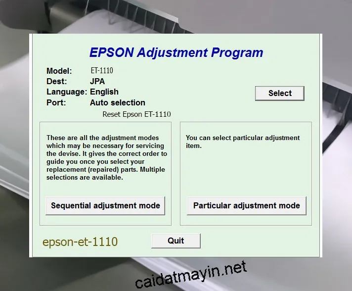 Phần Mềm Reset Epson ET-1110