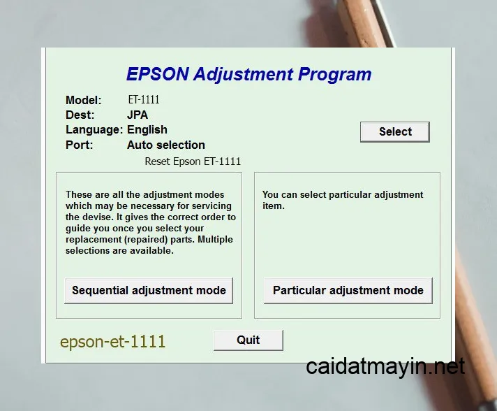 Phần Mềm Reset Epson ET-1111