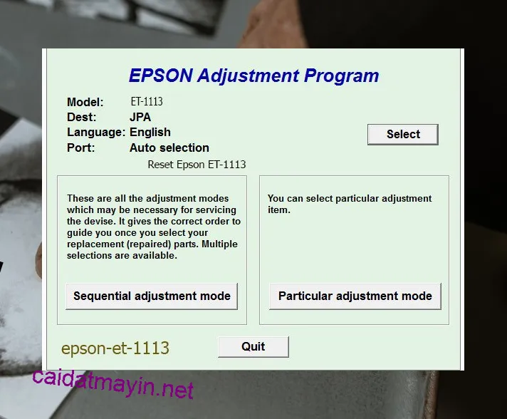Phần Mềm Reset Epson ET-1113