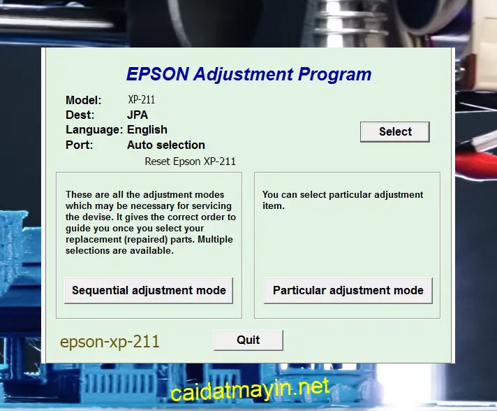 Phần Mềm Reset Epson XP-211