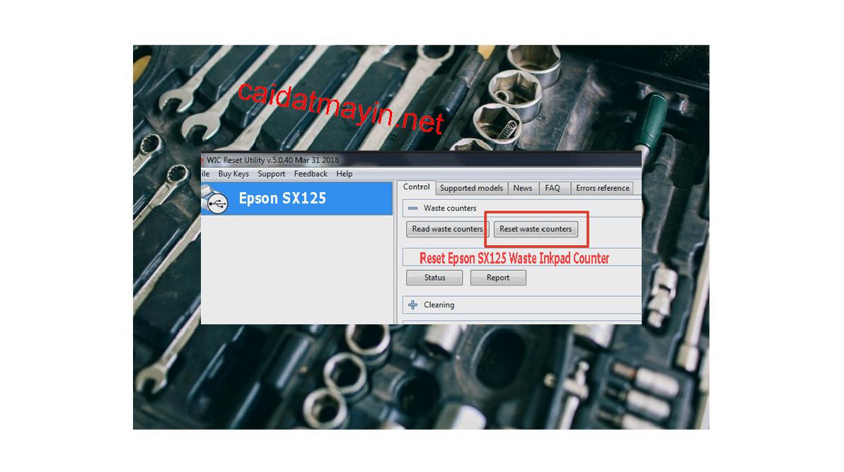 Reset mực thải máy in Epson SX125 bằng key wicreset