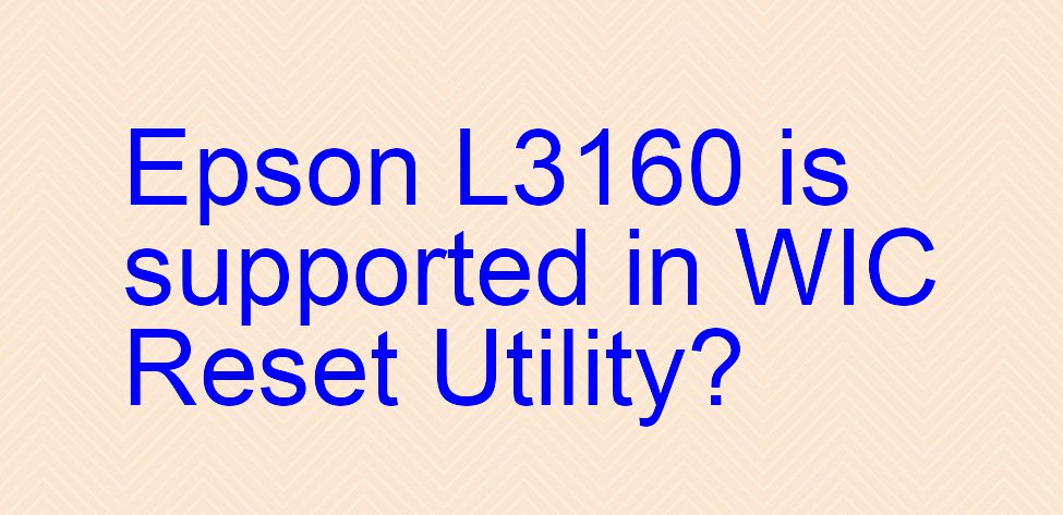 Epson L3160 Wicreset Supported Functions